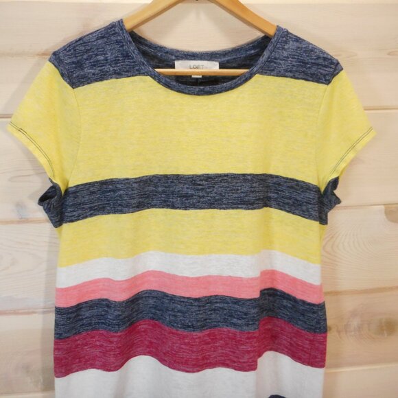 Loft Womens XL Maxi Dress Comfort Casual Travel Bold Stripes Short Sleeve - Picture 3 of 10